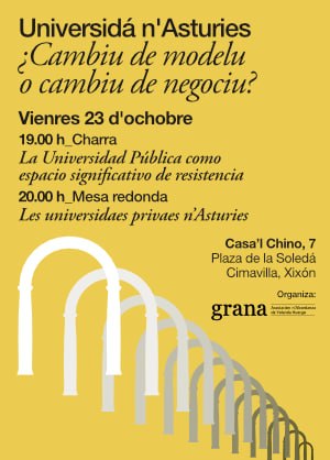 Universidá n'Asturies: cambiu de modelu o cambiu de negociu. 23 d'ochobre